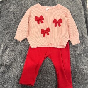 GAP Baby Pink and Red Knit Set